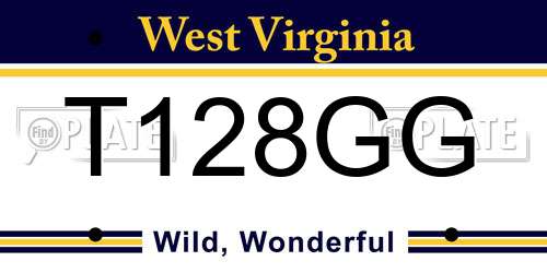 T128GG West Virginia License Plate