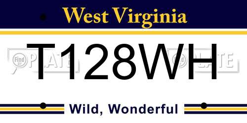 T128WH West Virginia License Plate