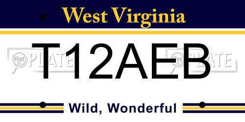T12AEB West Virginia License Plate