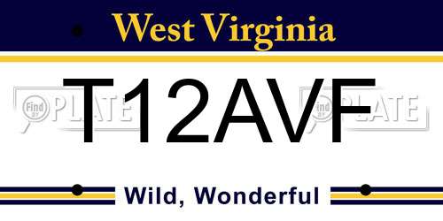 T12AVF West Virginia License Plate