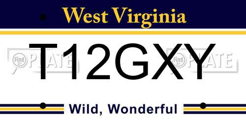 T12GXY West Virginia License Plate