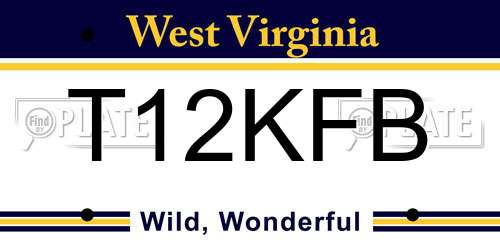 T12KFB West Virginia License Plate
