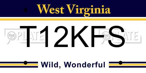 T12KFS West Virginia License Plate