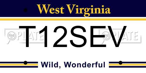 T12SEV West Virginia License Plate