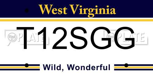 T12SGG West Virginia License Plate