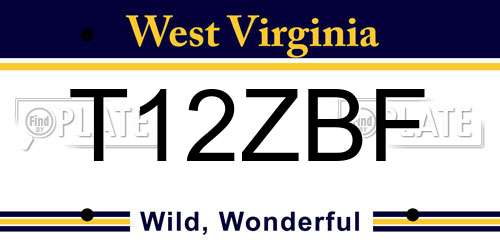 T12ZBF West Virginia License Plate