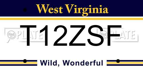 T12ZSF West Virginia License Plate