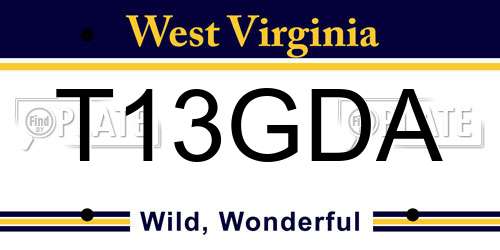 T13GDA West Virginia License Plate