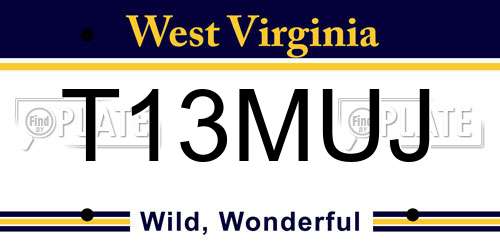 T13MUJ West Virginia License Plate