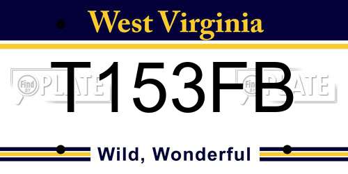T153FB West Virginia License Plate