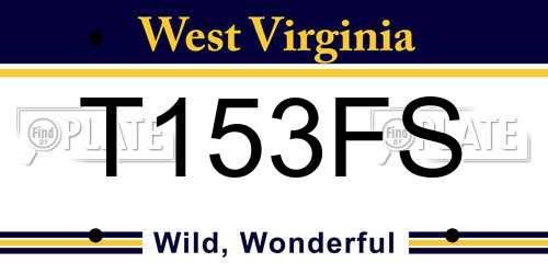 T153FS West Virginia License Plate