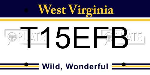 T15EFB West Virginia License Plate