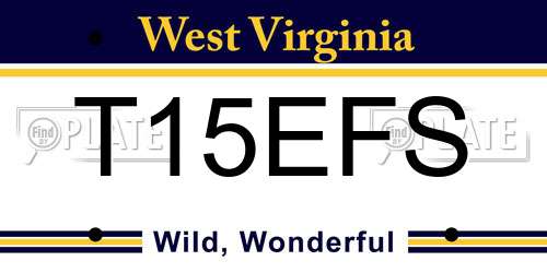 T15EFS West Virginia License Plate