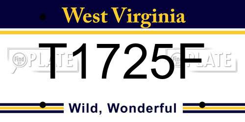 T1725F West Virginia License Plate