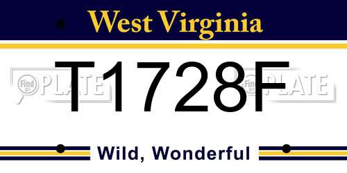 T1728F West Virginia License Plate