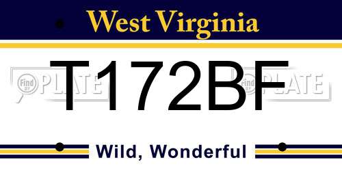 T172BF West Virginia License Plate