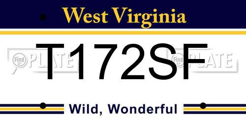 T172SF West Virginia License Plate