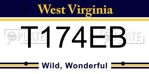 T174EB West Virginia License Plate