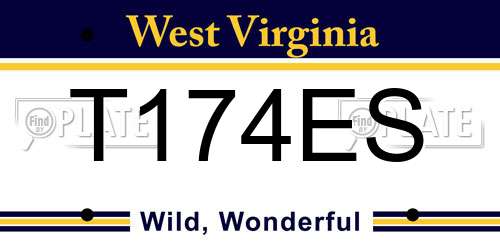 T174ES West Virginia License Plate