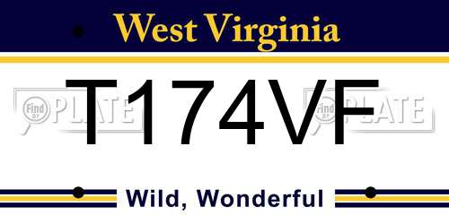 T174VF West Virginia License Plate