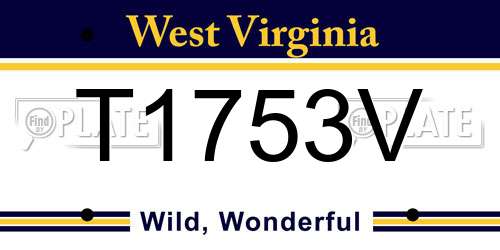 T1753V West Virginia License Plate
