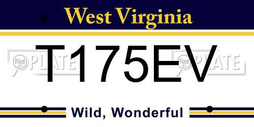 T175EV West Virginia License Plate
