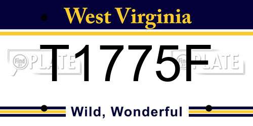T1775F West Virginia License Plate
