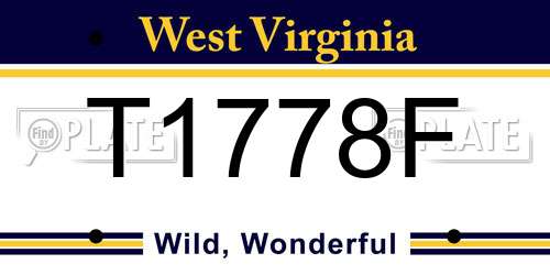 T1778F West Virginia License Plate