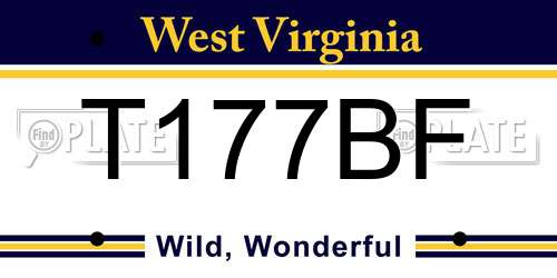 T177BF West Virginia License Plate