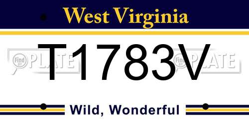 T1783V West Virginia License Plate