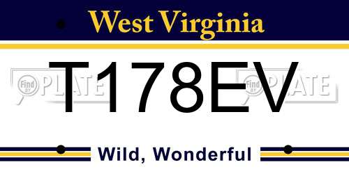 T178EV West Virginia License Plate