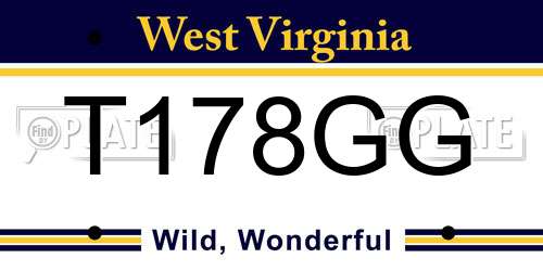 T178GG West Virginia License Plate