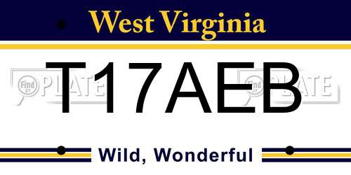 T17AEB West Virginia License Plate