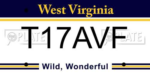 T17AVF West Virginia License Plate