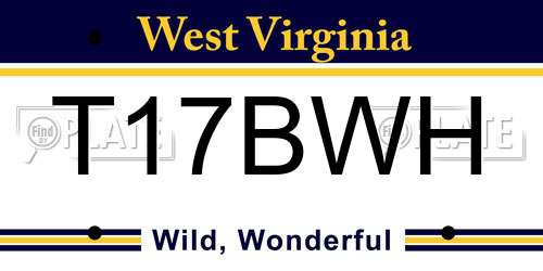 T17BWH West Virginia License Plate