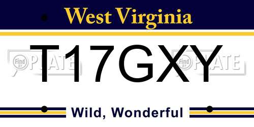 T17GXY West Virginia License Plate