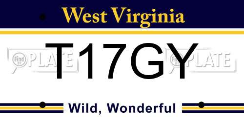 T17GY West Virginia License Plate