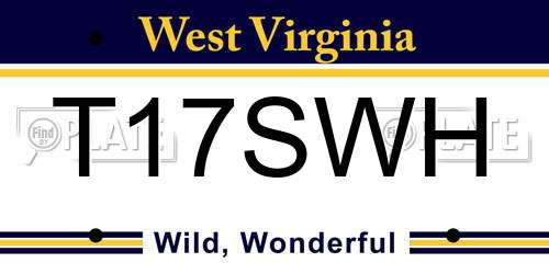 T17SWH West Virginia License Plate