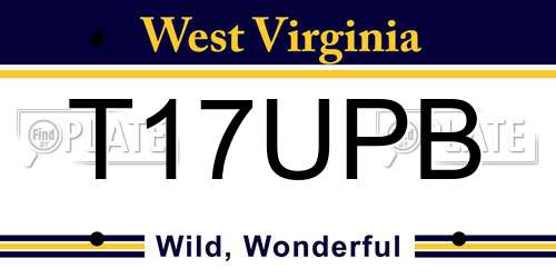 T17UPB West Virginia License Plate