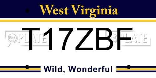 T17ZBF West Virginia License Plate