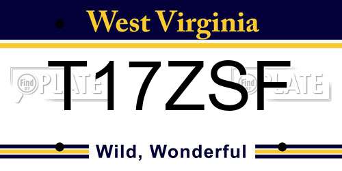 T17ZSF West Virginia License Plate