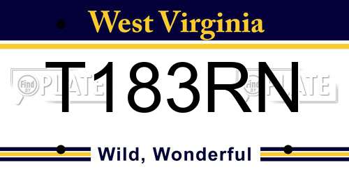 T183RN West Virginia License Plate