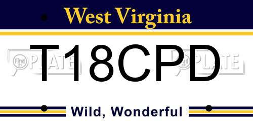 T18CPD West Virginia License Plate
