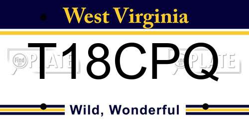 T18CPQ West Virginia License Plate