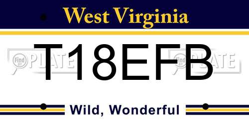 T18EFB West Virginia License Plate