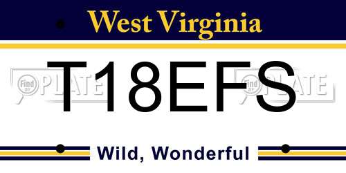T18EFS West Virginia License Plate