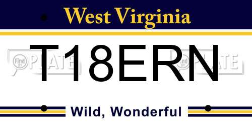 T18ERN West Virginia License Plate