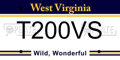 T200VS West Virginia License Plate