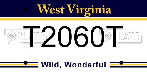 T2060T West Virginia License Plate