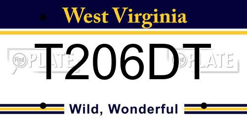 T206DT West Virginia License Plate